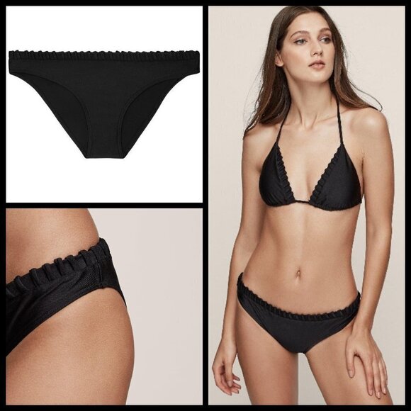 💕REISS💕 Skye B Woven Edge Bikini Bottoms ~ Black (L) - Picture 1 of 9
